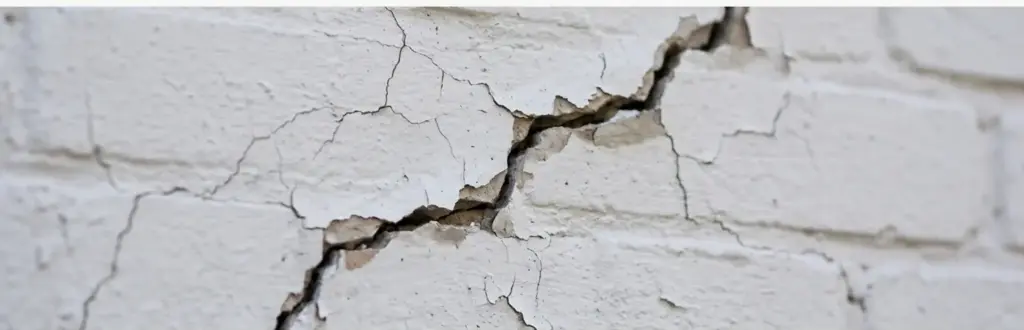 Huiseigenaar die bezorgd naar zijn woning kijkt bij mogelijke funderingsproblemen